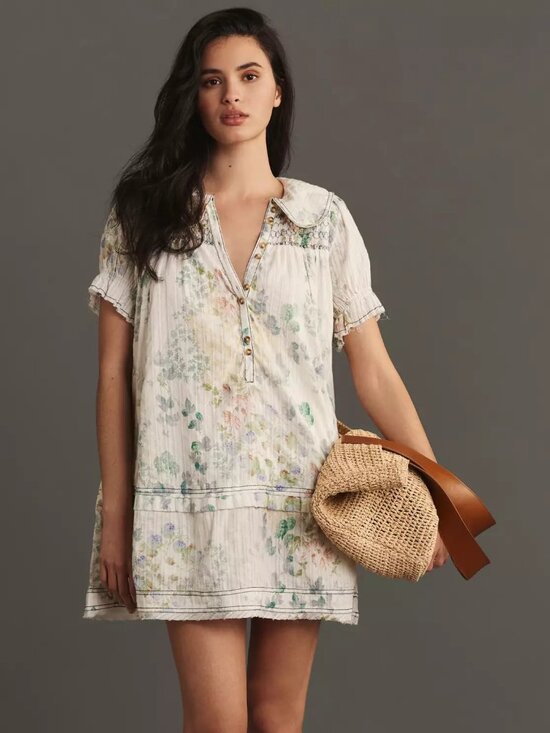 Anthropologie Dresses & Skirts - Anthropologie The Findley Puff-Sleeve Collared Mini Dress by Pilcro​